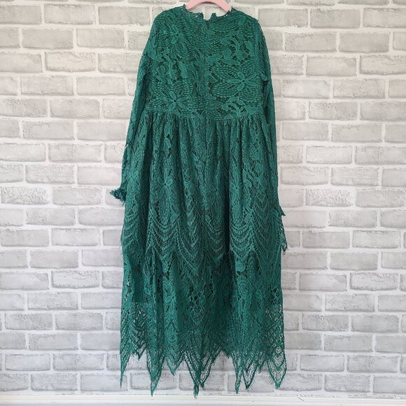 Trish Scully Emerald Green Lace Long Dress Sz 10 Spring Easter Elegant Party - Picture 2 of 9